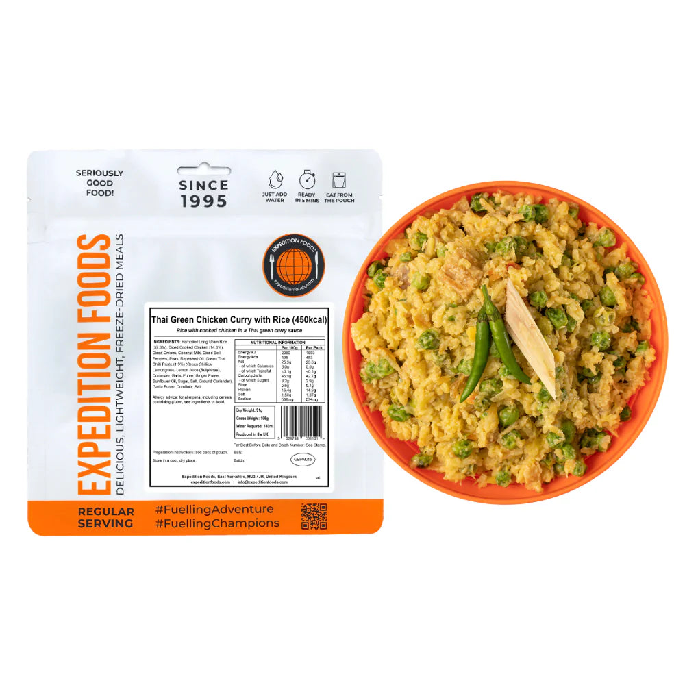 Expedition Foods Thai Green Chicken Curry With Rice 450CALORIES