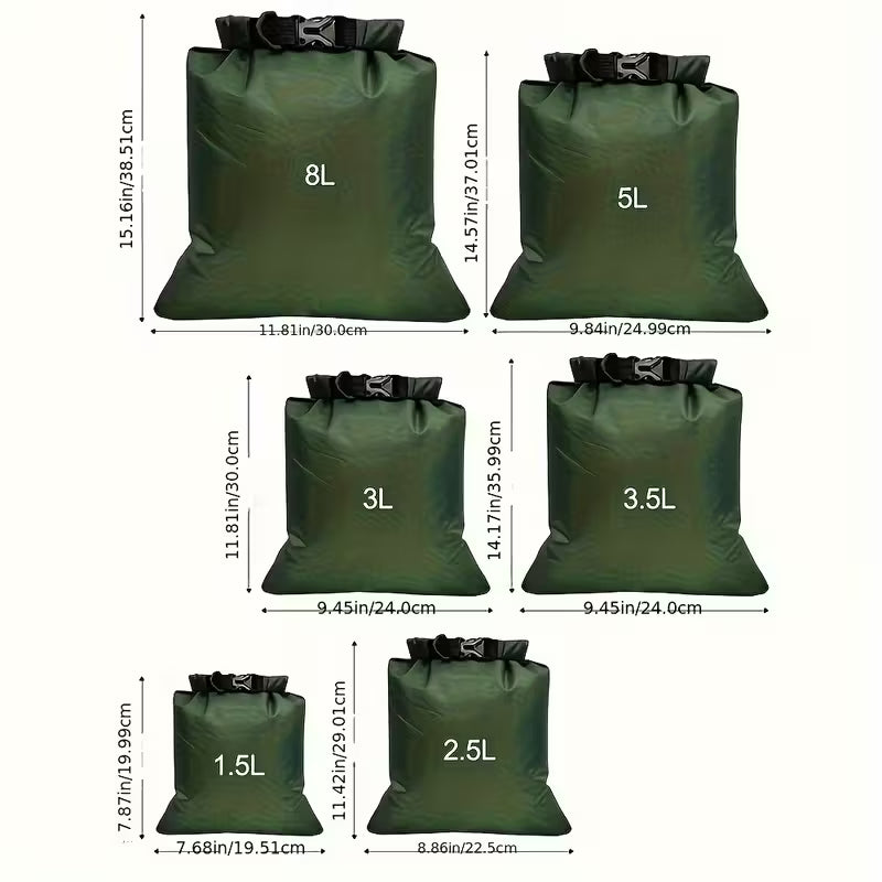 6 Pieces Ultra-Lightweight Waterproof Dry Bag Set